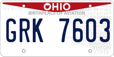 OH license plate GRK7603