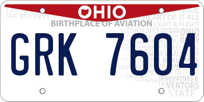 OH license plate GRK7604