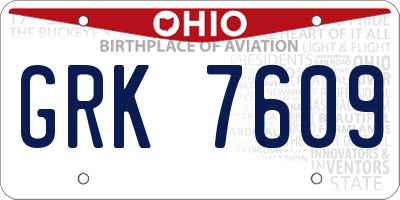 OH license plate GRK7609