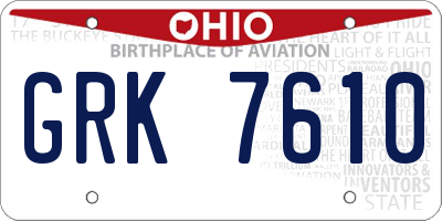 OH license plate GRK7610