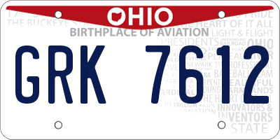 OH license plate GRK7612