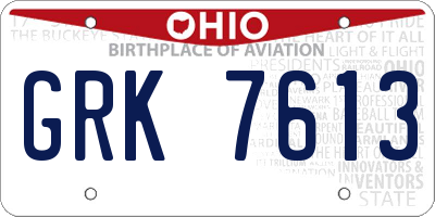 OH license plate GRK7613