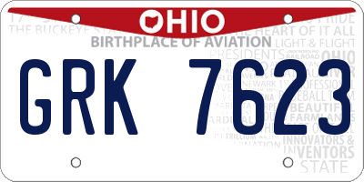 OH license plate GRK7623