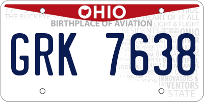 OH license plate GRK7638