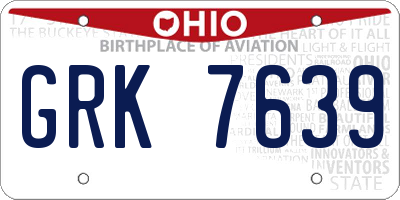 OH license plate GRK7639