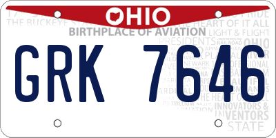 OH license plate GRK7646