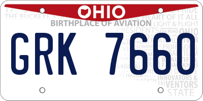 OH license plate GRK7660