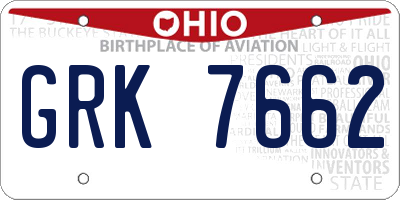 OH license plate GRK7662