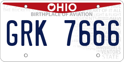 OH license plate GRK7666