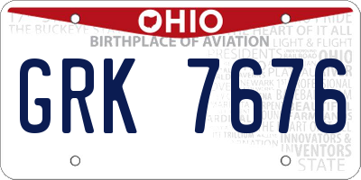 OH license plate GRK7676