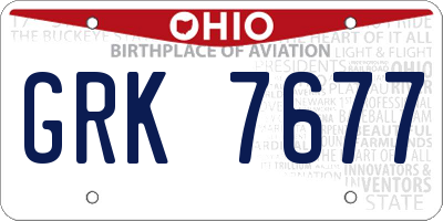 OH license plate GRK7677