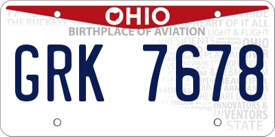OH license plate GRK7678