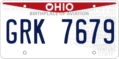 OH license plate GRK7679
