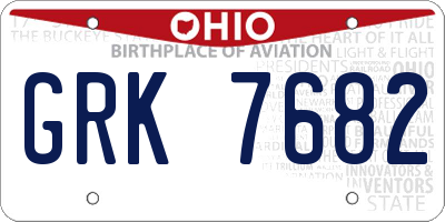 OH license plate GRK7682