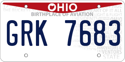 OH license plate GRK7683