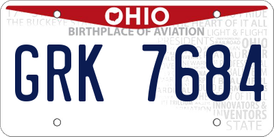 OH license plate GRK7684