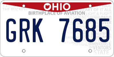 OH license plate GRK7685