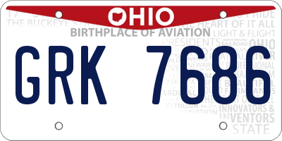 OH license plate GRK7686
