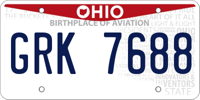 OH license plate GRK7688