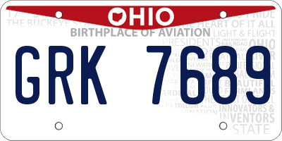 OH license plate GRK7689