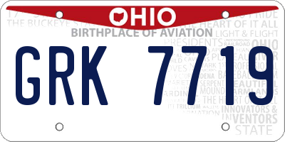 OH license plate GRK7719