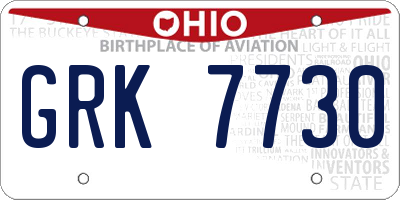 OH license plate GRK7730