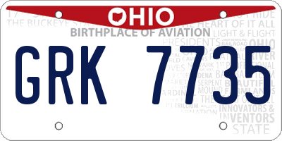 OH license plate GRK7735