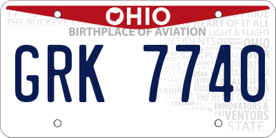 OH license plate GRK7740