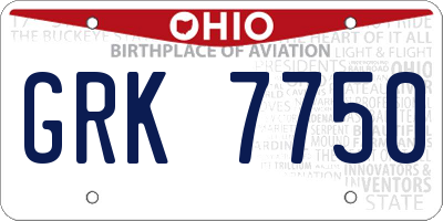 OH license plate GRK7750