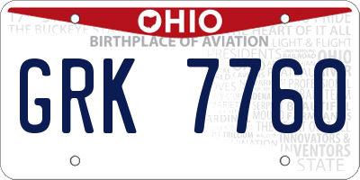 OH license plate GRK7760