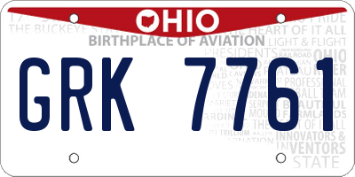 OH license plate GRK7761