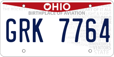 OH license plate GRK7764