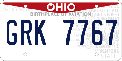 OH license plate GRK7767