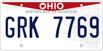 OH license plate GRK7769