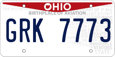 OH license plate GRK7773