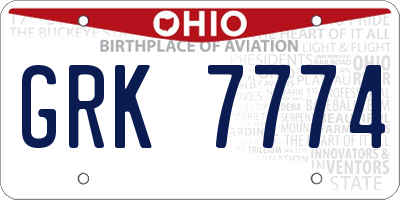 OH license plate GRK7774