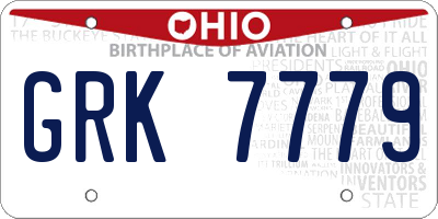 OH license plate GRK7779