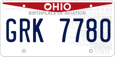 OH license plate GRK7780