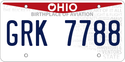 OH license plate GRK7788