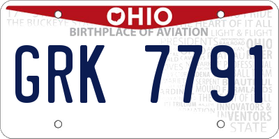 OH license plate GRK7791