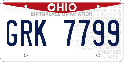 OH license plate GRK7799