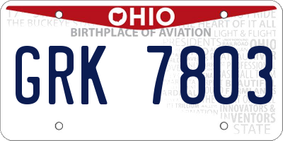 OH license plate GRK7803