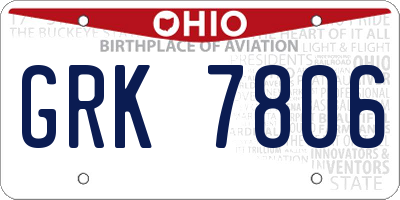 OH license plate GRK7806