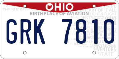 OH license plate GRK7810