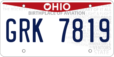 OH license plate GRK7819