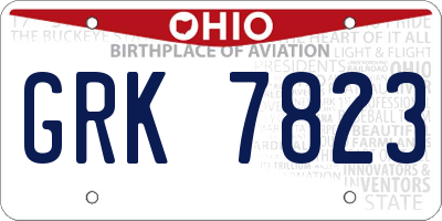 OH license plate GRK7823