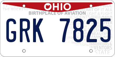 OH license plate GRK7825