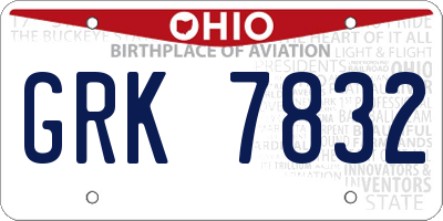 OH license plate GRK7832