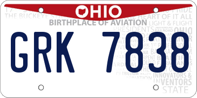 OH license plate GRK7838