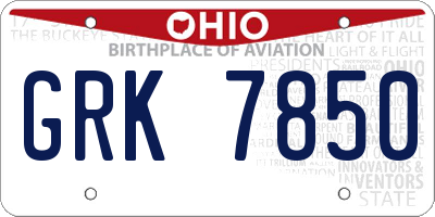 OH license plate GRK7850